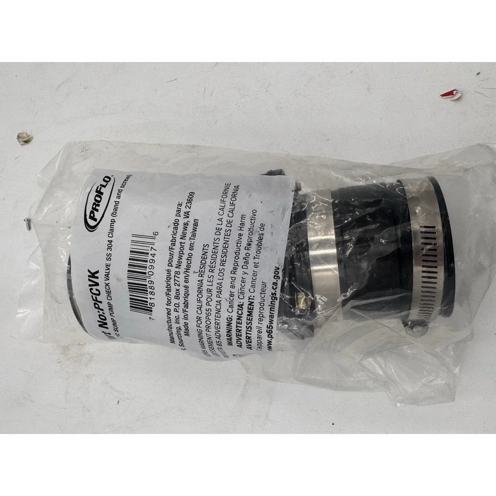 ProFlo 2in PFCVK Sump Pump Check Valve SS 304 Clamp (Band and Screw)